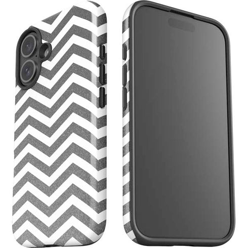 Silver Chevron iPhone 16 Plus Impact Case